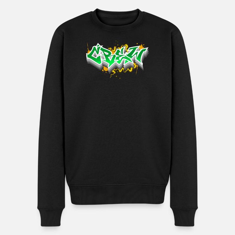 Crew - Männer Premium Bio Pullover - Schwarz