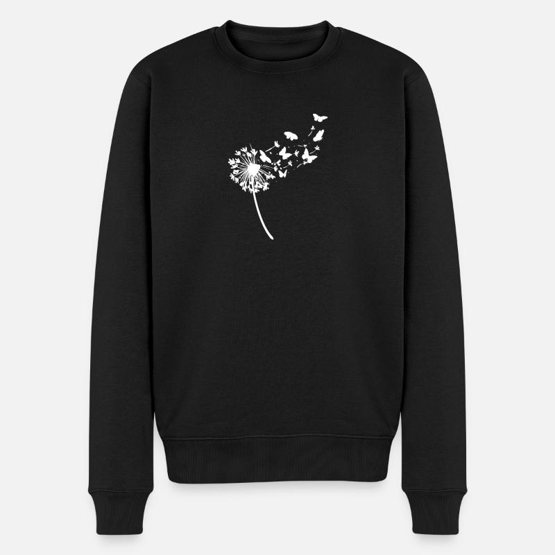 Pusteblume Löwenzahn Wünsch Dir Was Natur Frühling - Männer Premium Bio Pullover - Schwarz