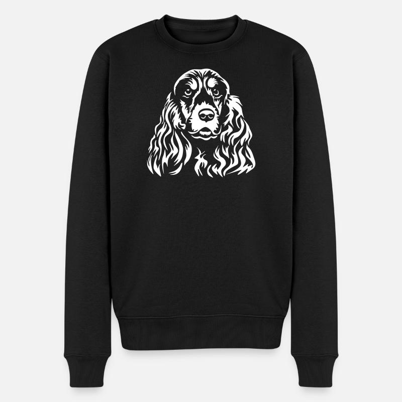 Cocker Spaniel Kopf "Black Edition" - Männer Premium Bio Pullover - Schwarz