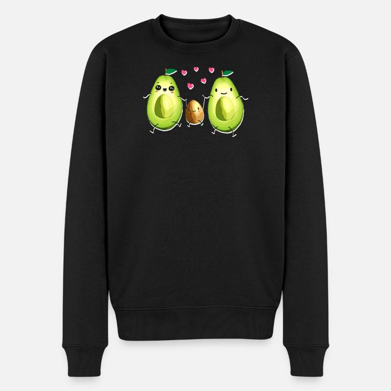Avocado - Familie - Partnerlook - Schwangerschaft - Männer Premium Bio Pullover - Schwarz