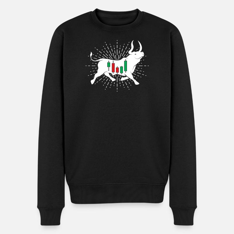 Aktien Bulle - Männer Premium Bio Pullover - Schwarz