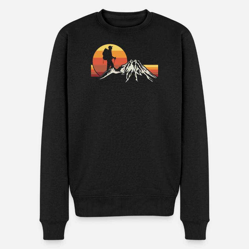 Wandern Wanderer Vintage - Männer Premium Bio Pullover - Schwarz