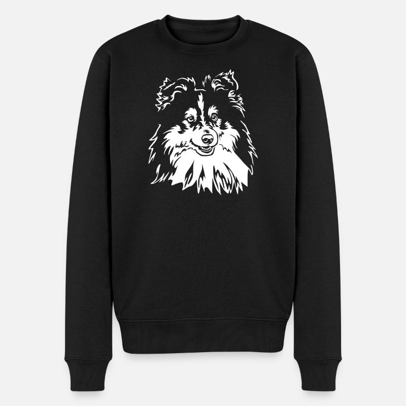 Sheltie Kopf "Black Edtion" - Männer Premium Bio Pullover - Schwarz