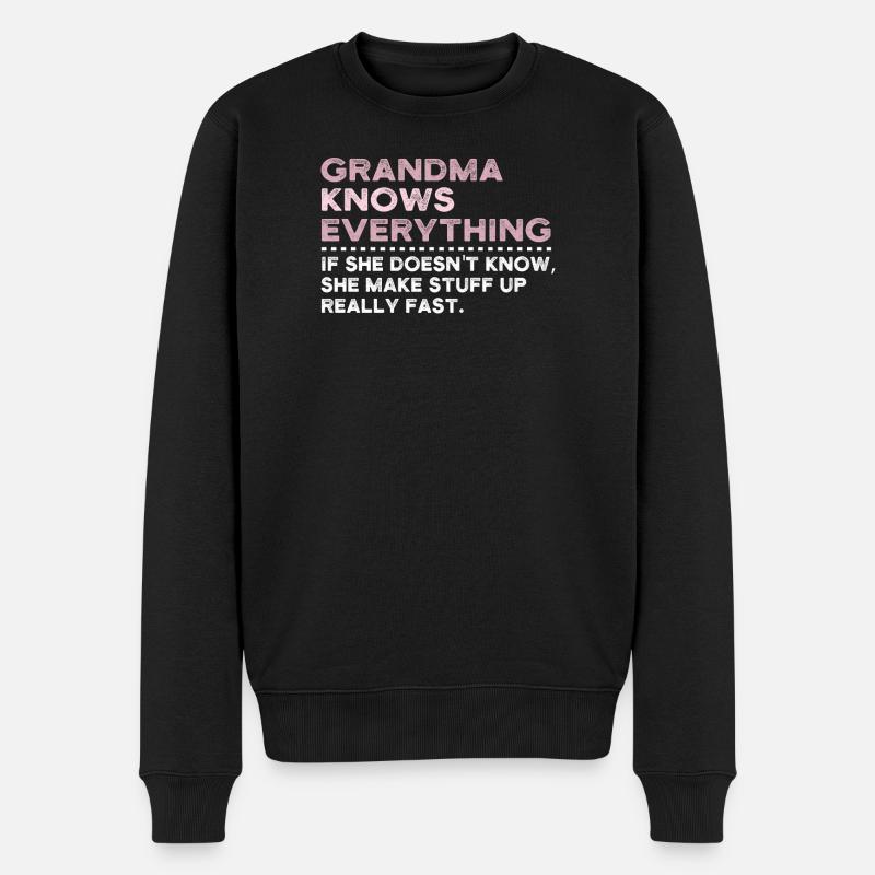 Grandma Knows Everything - Männer Premium Bio Pullover - Schwarz