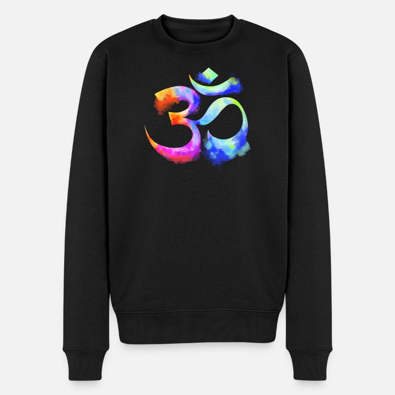 Om arcenciel Aquarell - Männer Premium Bio Pullover - Schwarz