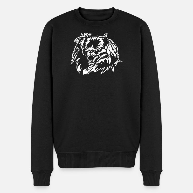 Tibet Spaniel Kopf "Black Edition" - Männer Premium Bio Pullover - Schwarz