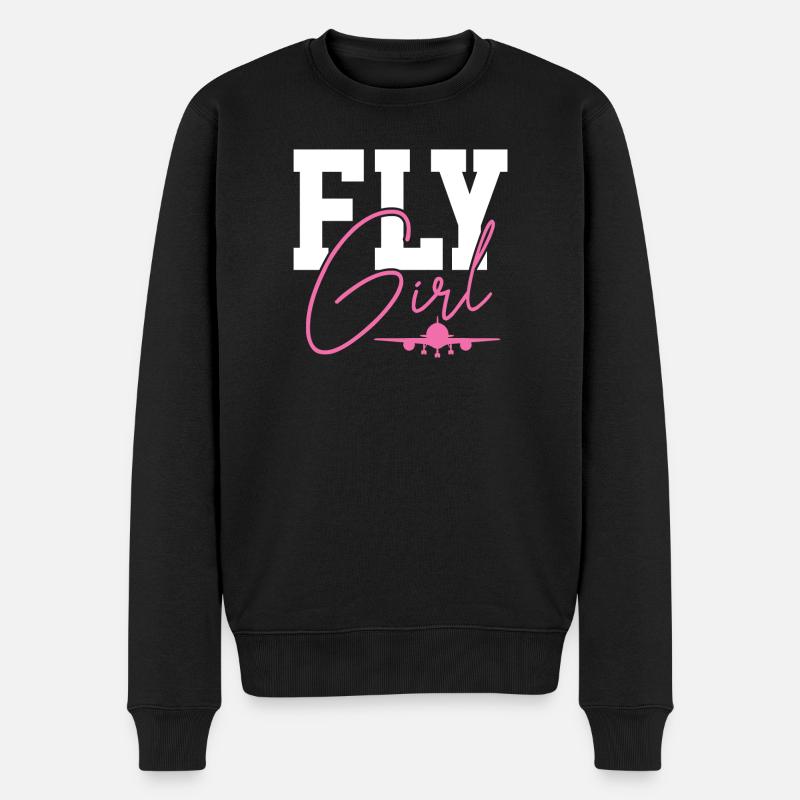 Flugzeug - Männer Premium Bio Pullover - Schwarz