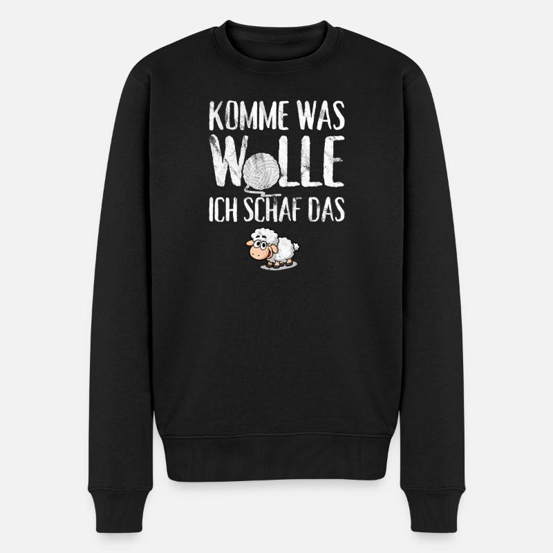 Komme was Wolle ich Schaf das - Männer Premium Bio Pullover - Schwarz