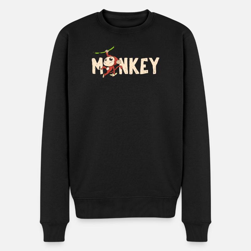 Affe Primat Affen - Männer Premium Bio Pullover - Schwarz