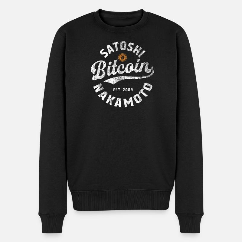 Bitcoin Satoshi Nakamoto - Pull Premium bio Homme - noir