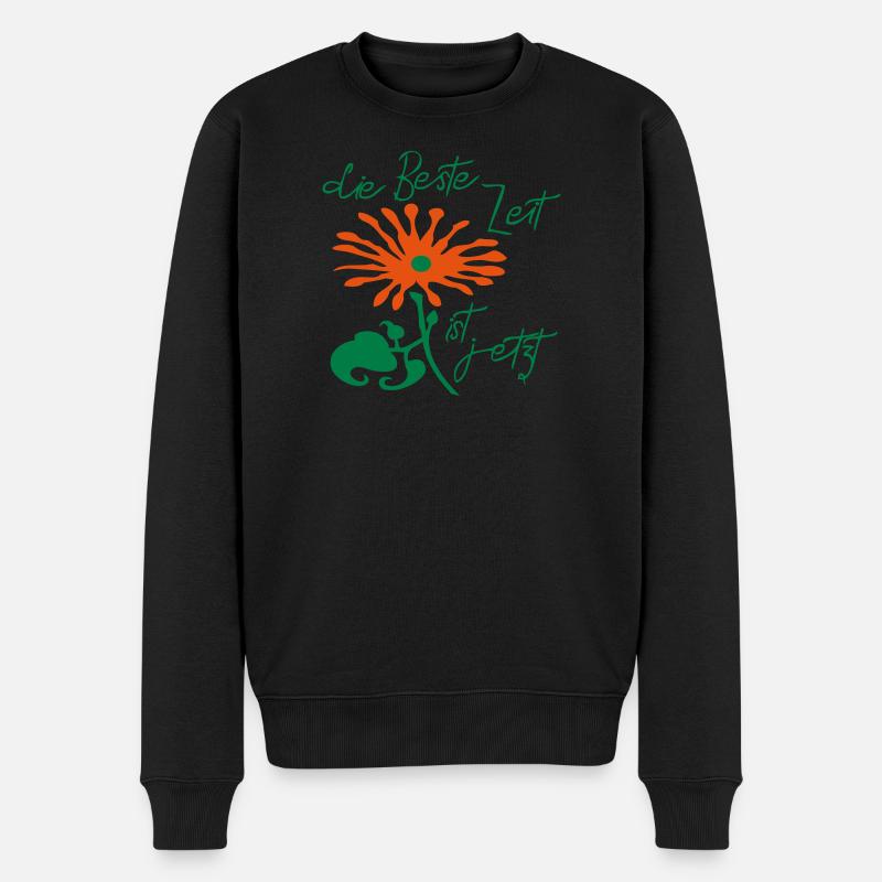 die beste Zeit ist jetzt - Männer Premium Bio Pullover - Schwarz