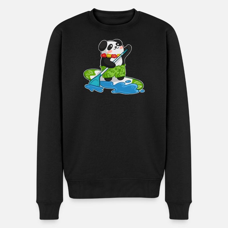 Stand Up Paddling Stand up Paddler Panda - Männer Premium Bio Pullover - Schwarz