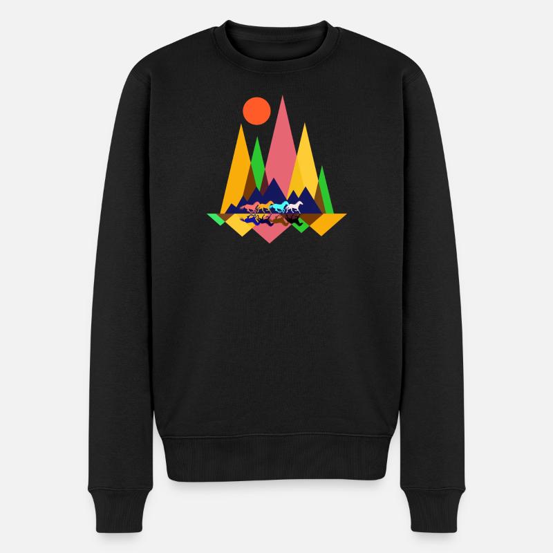 Animaux chevaux - Pull Premium bio Homme - noir