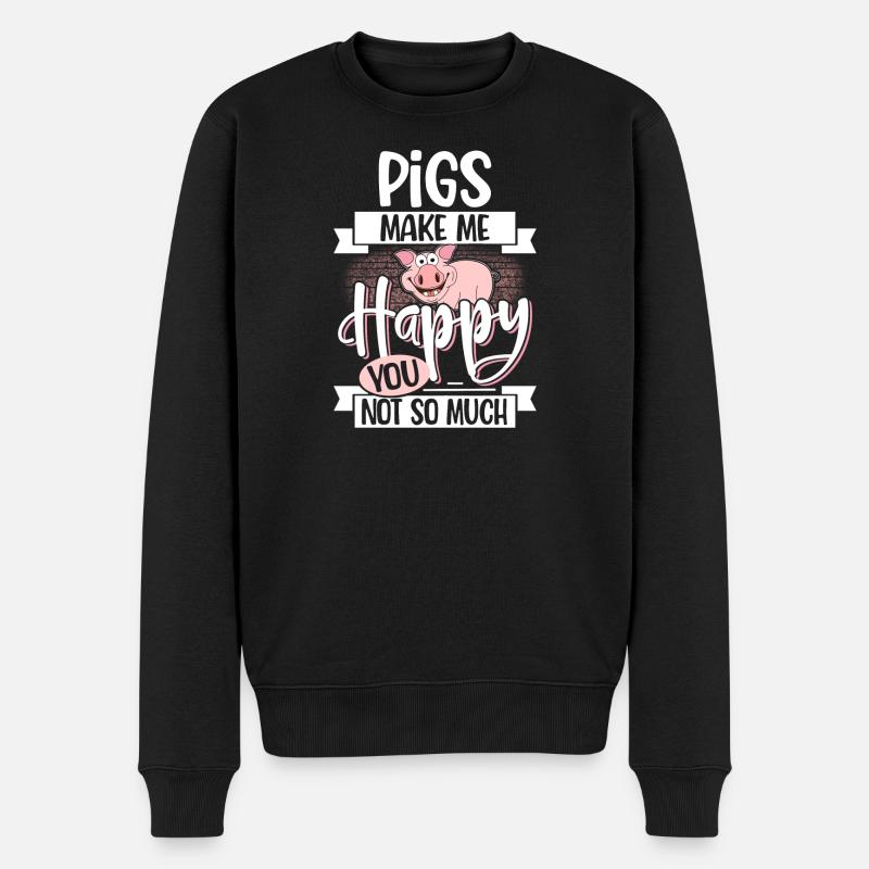 Schwein - Männer Premium Bio Pullover - Schwarz