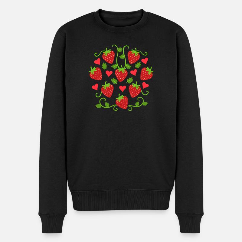 Erdbeeren Erdbeere Obst - Männer Premium Bio Pullover - Schwarz