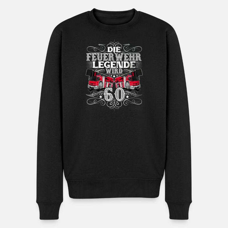 60. Geburtstag Feuerwehrmann Feuerwehr - Männer Premium Bio Pullover - Schwarz