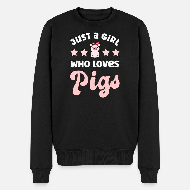 Schwein Schweine - Männer Premium Bio Pullover - Schwarz