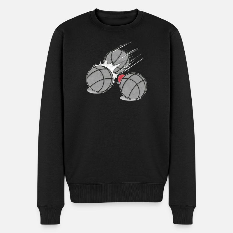 Boulekugeln mit Schweinchen Schiesserkugeln Boule - Männer Premium Bio Pullover - Schwarz