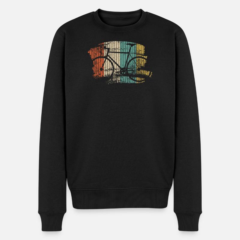 Regenbogen Fahrrad Silhouette Grunge - Männer Premium Bio Pullover - Schwarz