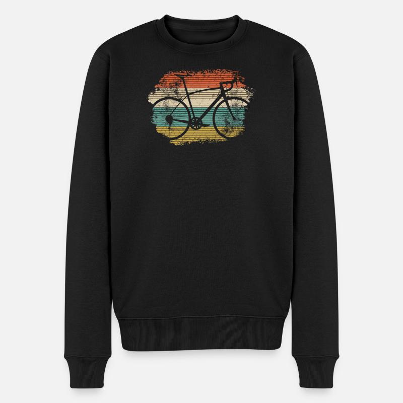 Silhouette de vélo arc-en-ciel rétro - Pull Premium bio Homme - noir
