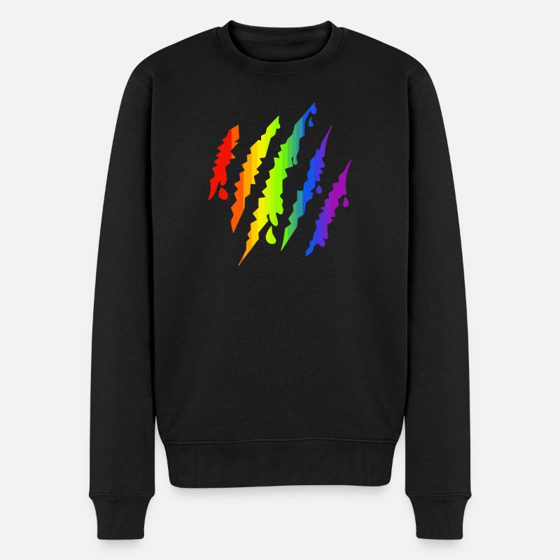 Pride LGBTQ Regenbogen Kratzspur - Männer Premium Bio Pullover - Schwarz