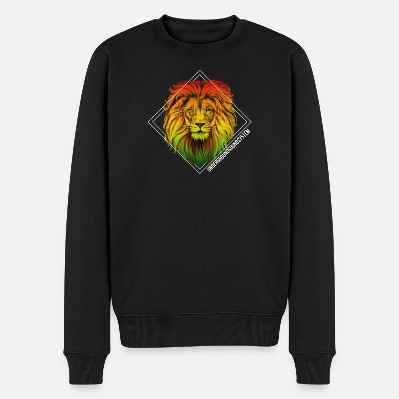 Rainbow Lion Diamond Pattern - Men's Premium Organic Jumper - black