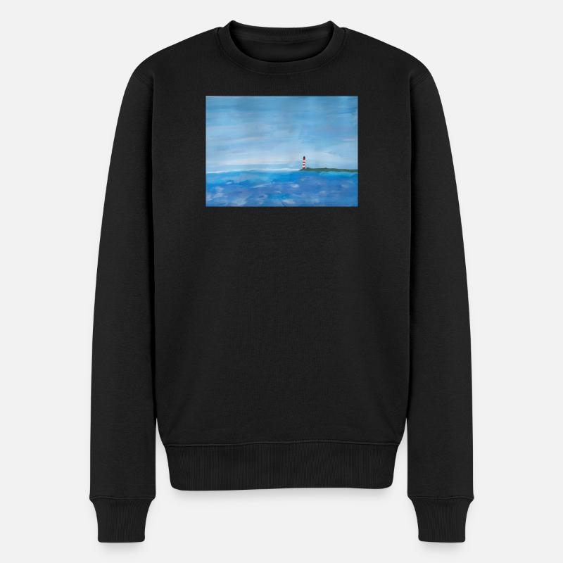 Meer Küste Leuchtturm Malerei - Männer Premium Bio Pullover - Schwarz