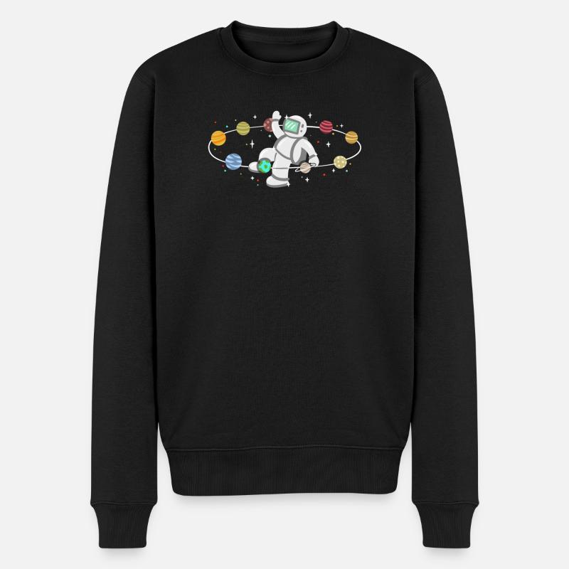 Astronaut Weltraum Planeten - Männer Premium Bio Pullover - Schwarz