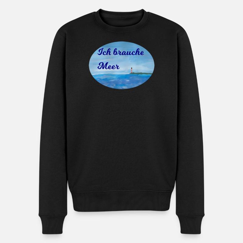 Meer Spruch - Männer Premium Bio Pullover - Schwarz