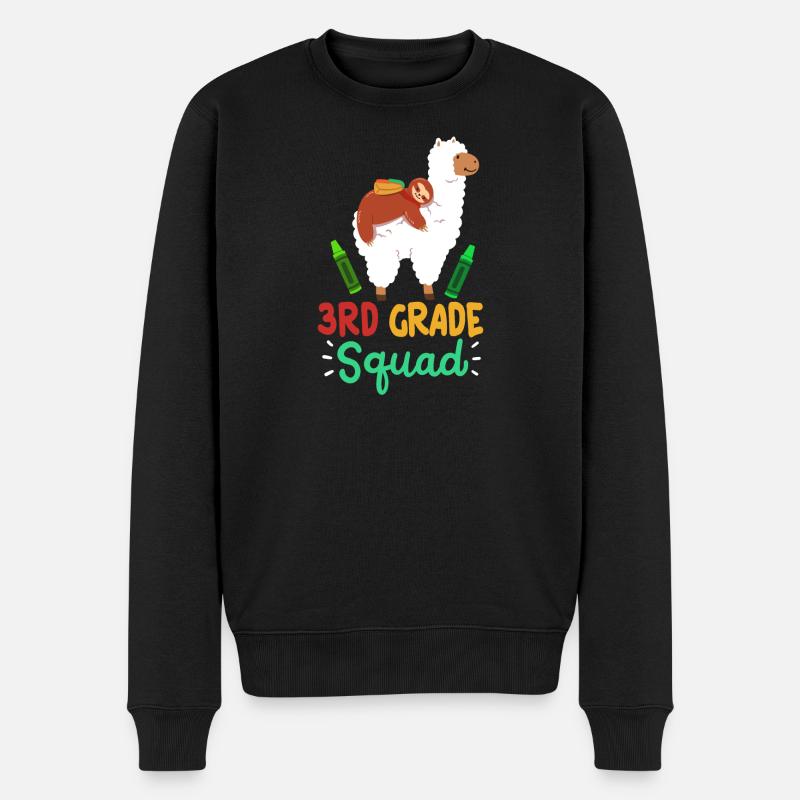 3. Klasse Lama Faultier Schulanfang - Männer Premium Bio Pullover - Schwarz