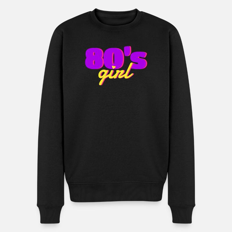 80er Mädchen 80er Party - Männer Premium Bio Pullover - Schwarz
