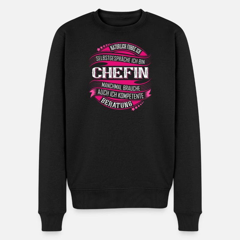 Chefin - Männer Premium Bio Pullover - Schwarz