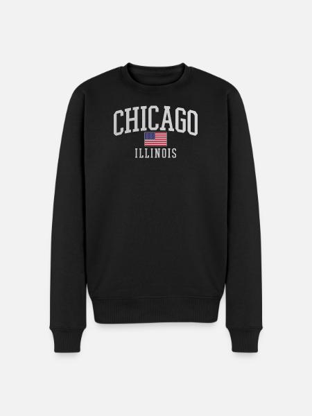 Chicago Flag Arc Emblem - Männer Premium Bio Pullover - Schwarz