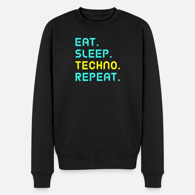 Mangez. Dormez. Techno. Répétez. - Pull Premium bio Homme - noir