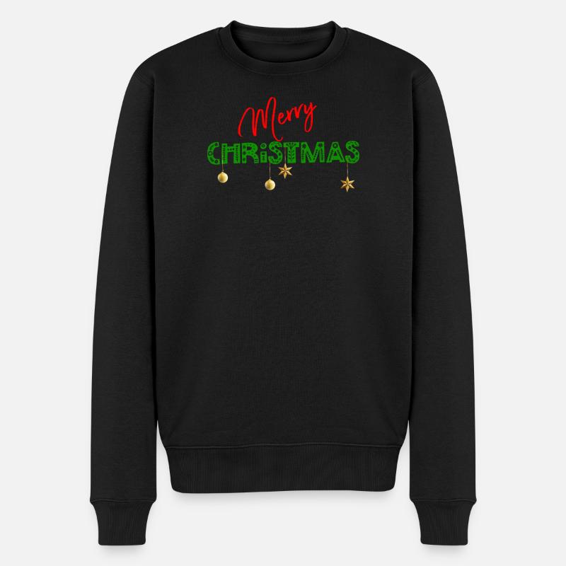 Joyeux Noël : Lettres vertes texturées - Pull Premium bio Homme - noir