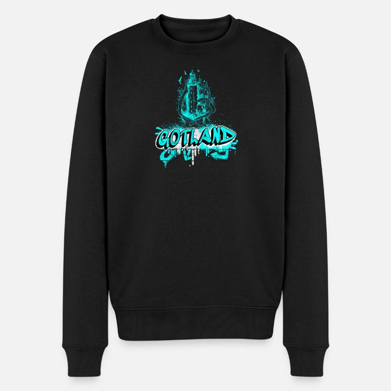 Conception du phare Gotland Graffiti - Pull Premium bio Homme - noir