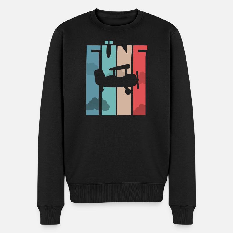 Flugzeug 5 Jahre Kinder - Männer Premium Bio Pullover - Schwarz