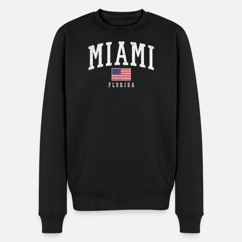 Miami Florida Vintage Flag - Männer Premium Bio Pullover - Schwarz