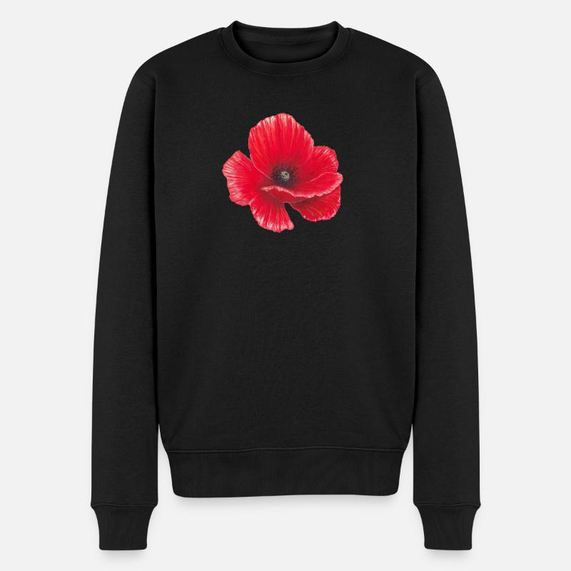 Poppy Aquarelle Illustration Art - Pull Premium bio Homme - noir