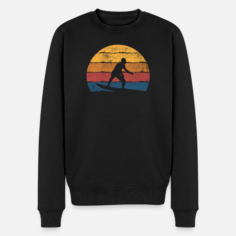 Surfer Surfen Surfboard - Männer Premium Bio Pullover - Schwarz