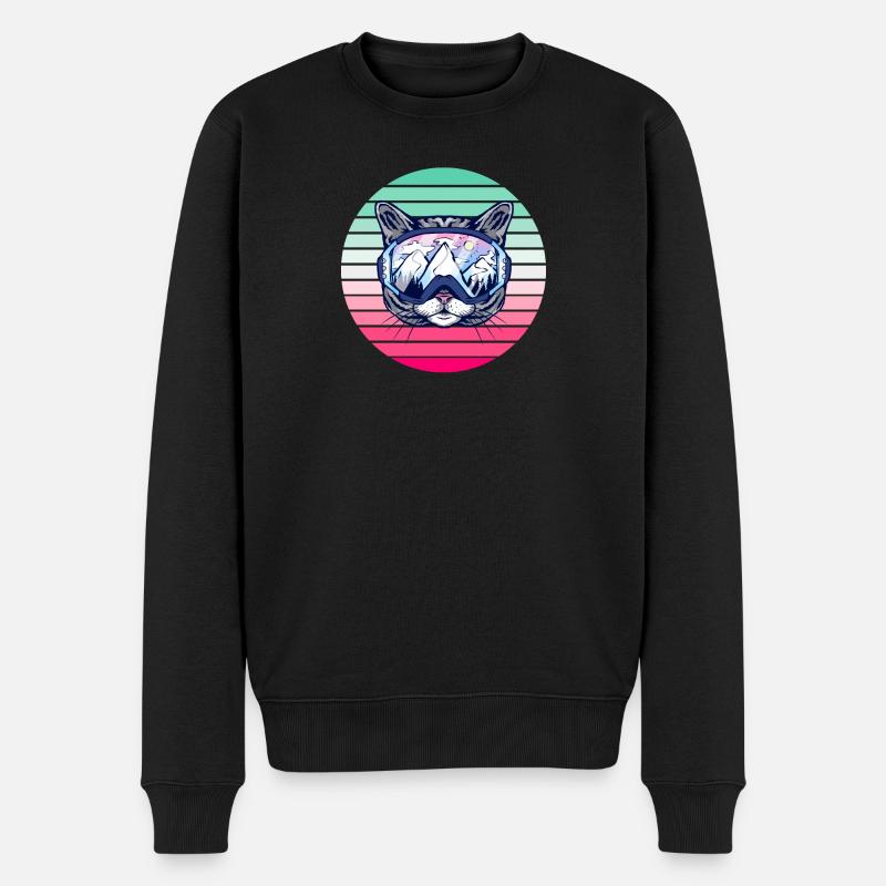 Ski Party Katze - Männer Premium Bio Pullover - Schwarz