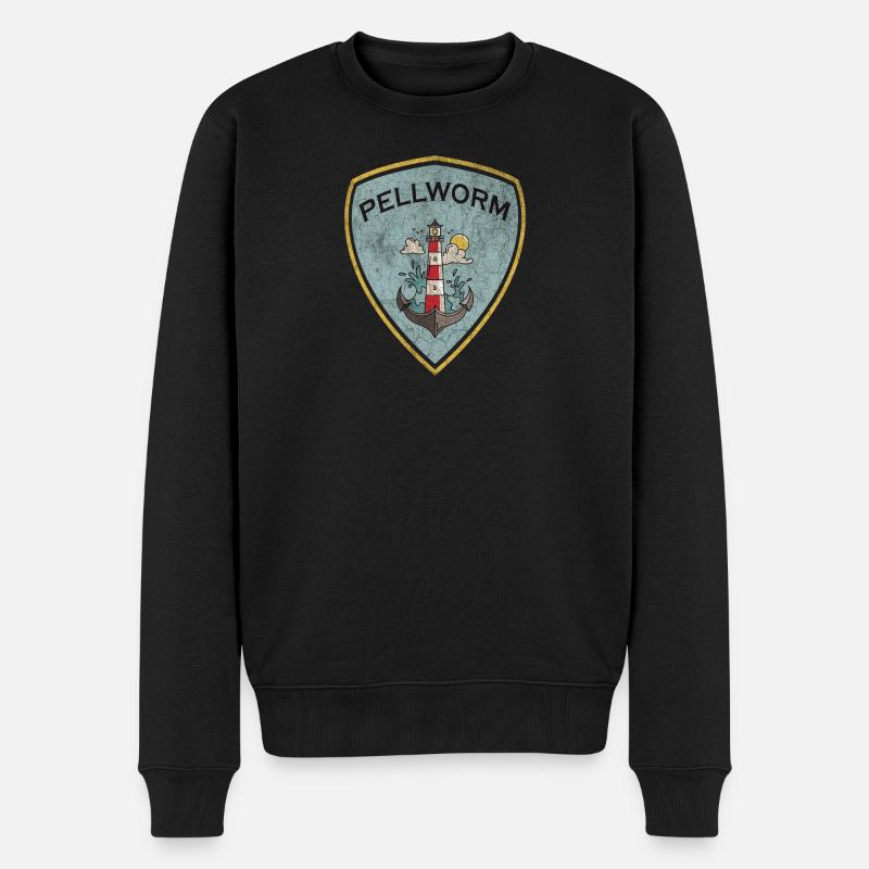 Pellworm Wappen Leuchtturm Design - Männer Premium Bio Pullover - Schwarz