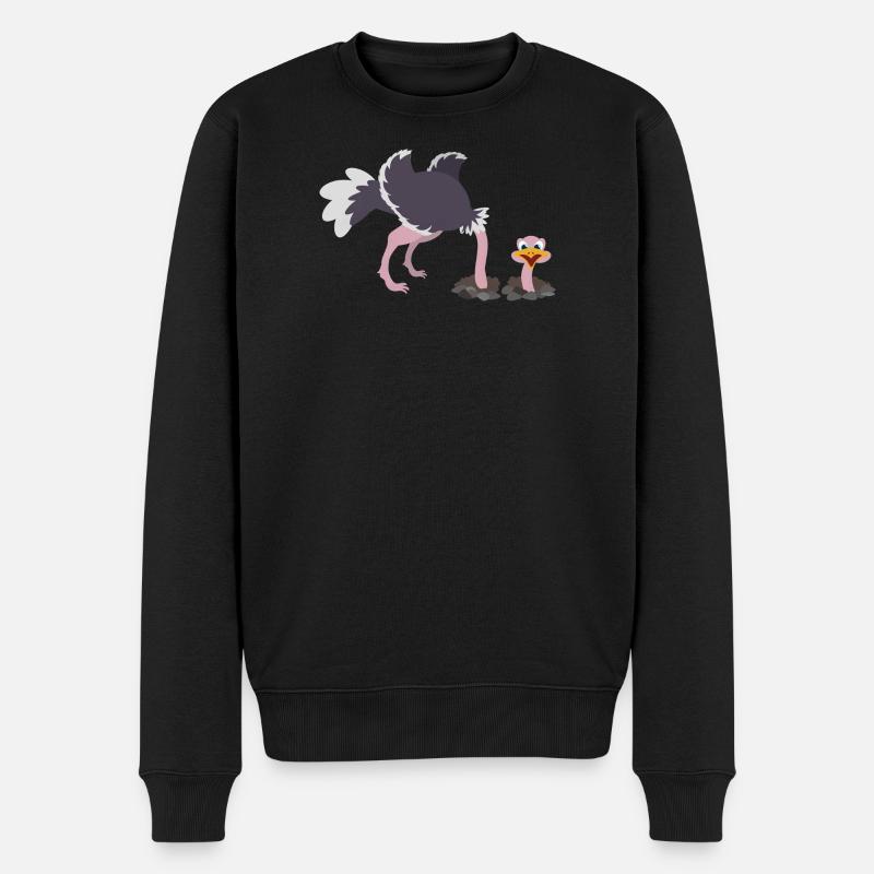 Vogel Strauß steckt den Kopf durch den Sand - Männer Premium Bio Pullover - Schwarz