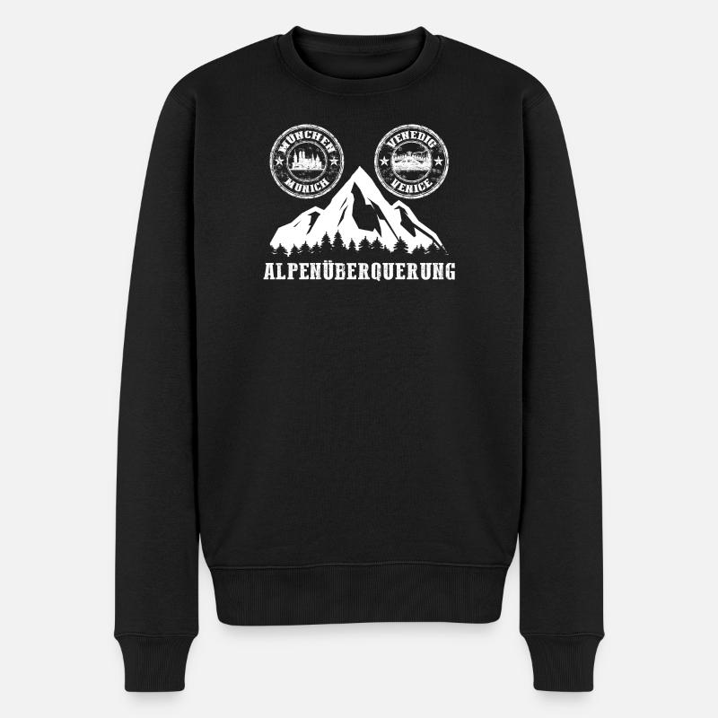 Alpenüberquerung München - Venedig - Männer Premium Bio Pullover - Schwarz