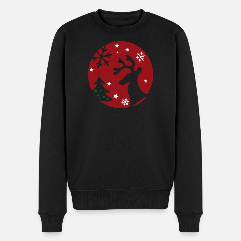Noël, rennes, sapin de Noël - Pull Premium bio Homme - noir