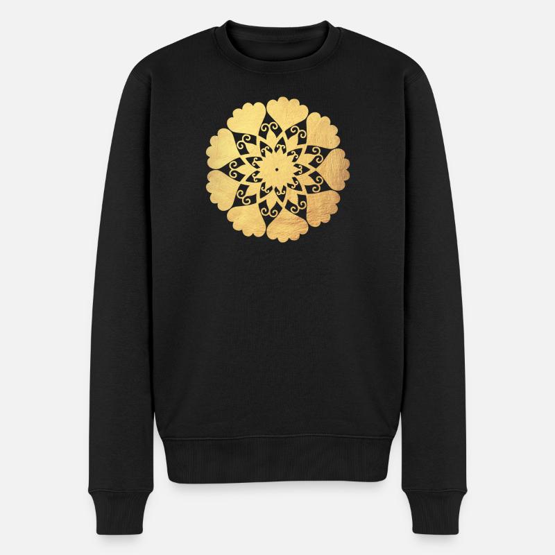 Blume Mandala Gold Yoga Ornament Sonne Zentrum om - Männer Premium Bio Pullover - Schwarz