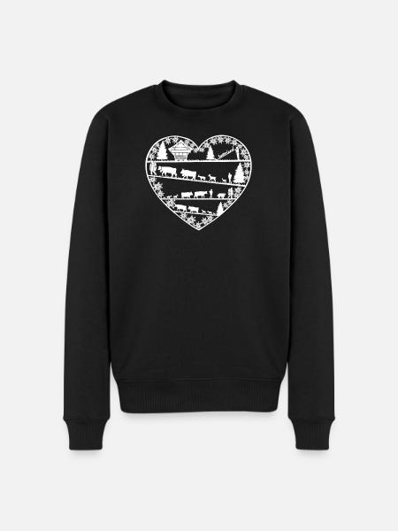 Heart with alpine lift white - Men's Premium Organic Jumper - black