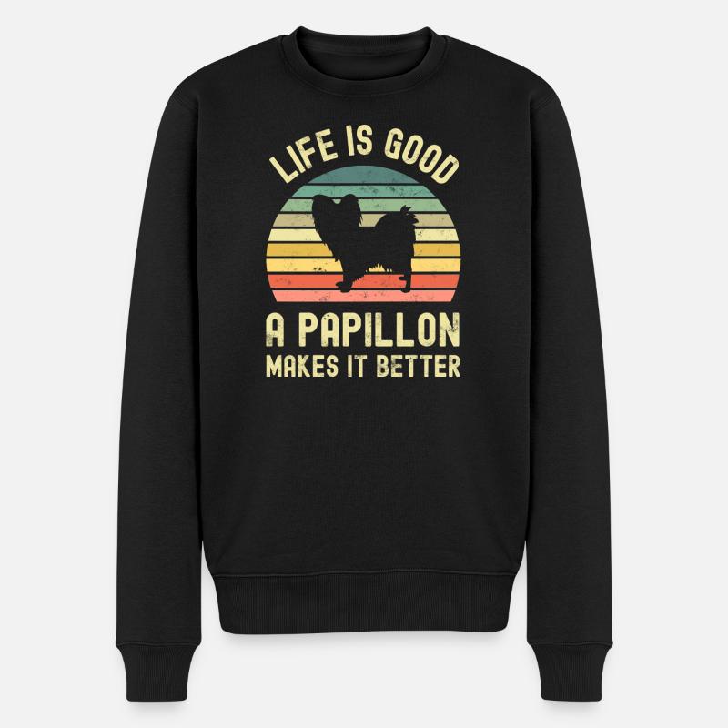 Chien Papillon - Pull Premium bio Homme - noir