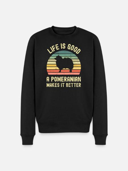 Dog Pomeranian - Men's Premium Organic Jumper - black