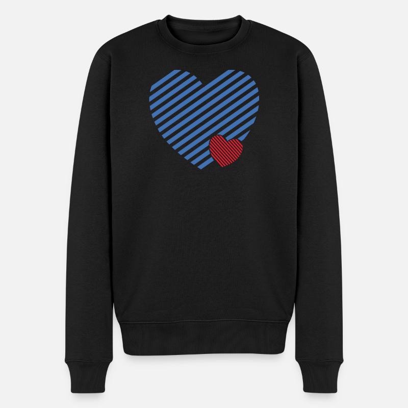 Double Heart - Idée cadeau textile design - Pull Premium bio Homme - noir